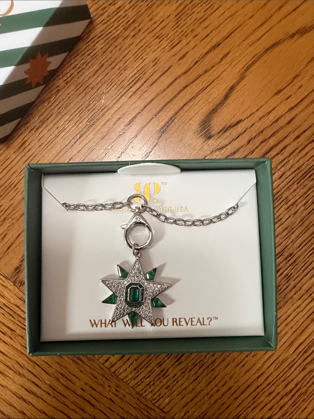 Starburst Pendant Necklace with Green Accents - Women’s Silver Necklace